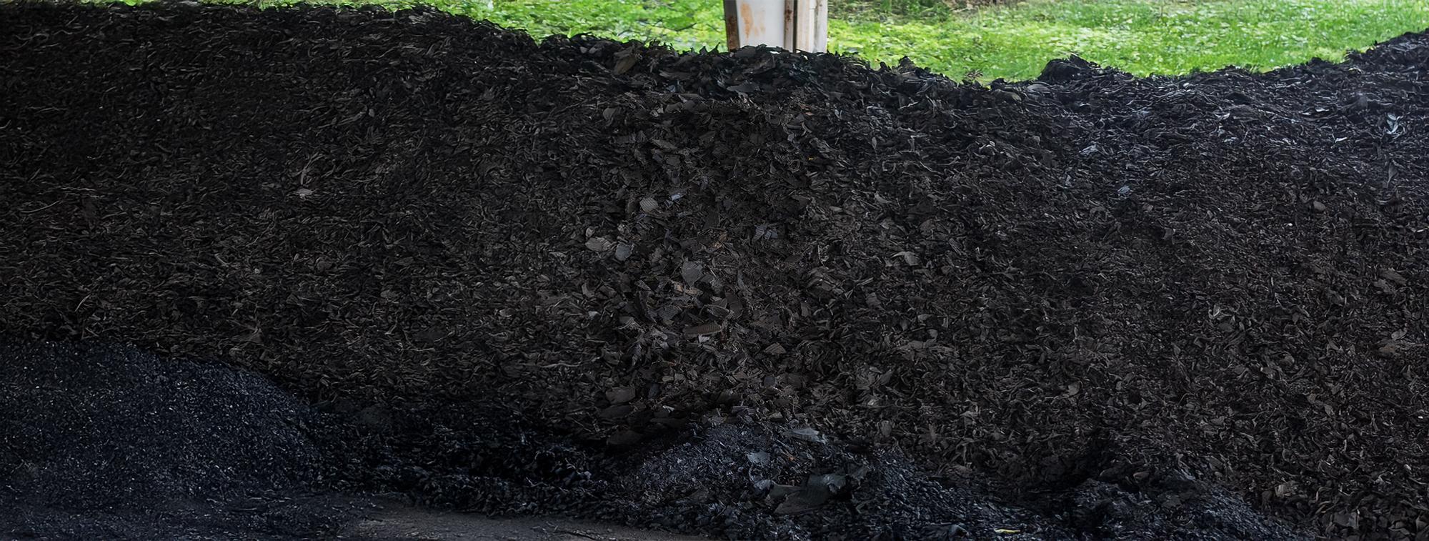A pile of end of life rubber ready to be made into Ecore Industrial Products